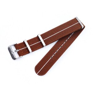 Elastic Nato Nylon Flex-Uhrenarmband Modell Oneflex-SG braun-weiß 22 mm
