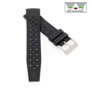 Easy-Klick Retro FKM-Kautschuk Uhrenarmband Modell Tropical-FKM schwarz 19 mm