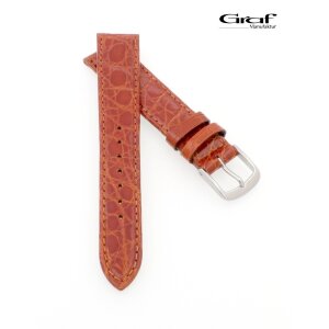 Graf echt Krokodil XS-Uhrenarmband Modell Senegal cognac 16 mm XS-Kurzlänge