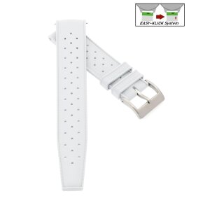 Easy-Klick Retro FKM-Kautschuk Uhrenarmband Modell Tropical-FKM weiß 19 mm