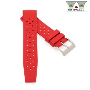 Easy-Klick Retro FKM-Kautschuk Uhrenarmband Modell Tropical-FKM rot 19 mm