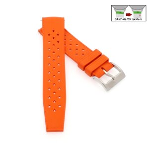 Easy-Klick Retro FKM-Kautschuk Uhrenarmband Modell Tropical-FKM orange 21 mm