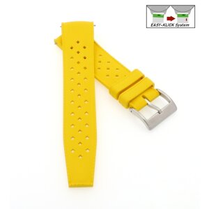 Easy-Klick Retro FKM-Kautschuk Uhrenarmband Modell Tropical-FKM gelb 23 mm