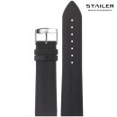 Stailer Premium Easy-Klick Kalbsleder Uhrenarmband Modell Plash schwarz 22 mm, wasserfest