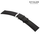 Stailer Premium Easy-Klick Kalbsleder Uhrenarmband Modell Plash schwarz 22 mm, wasserfest