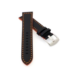 Softleder Uhrenarmband Modell Sportina schwarz-orange 18 mm Breitdorn
