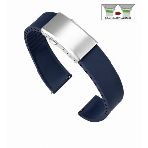 Easy-Klick Premium FKM-Kautschuk Uhrenarmband Modell Grande-S dunkel-blau 19 mm