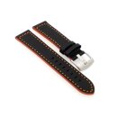 Softleder Uhrenarmband Modell Sportina schwarz-orange 22 mm Breitdorn