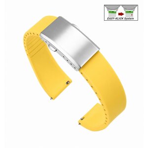 Easy-Klick Premium FKM-Kautschuk Uhrenarmband Modell Grande-S gelb 21 mm