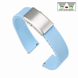 Easy-Klick Premium FKM-Kautschuk Uhrenarmband Modell Grande-S hell-blau 21 mm