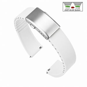 Easy-Klick Premium FKM-Kautschuk Uhrenarmband Modell Grande-S weiß 22 mm