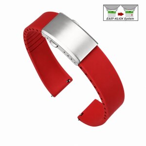 Easy-Klick Premium FKM-Kautschuk Uhrenarmband Modell Grande-S rot 22 mm