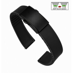 Easy-Klick Premium FKM-Kautschuk Uhrenarmband Modell Grande-P schwarz 20 mm