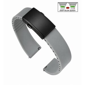 Easy-Klick Premium FKM-Kautschuk Uhrenarmband Modell Grande-P grau 20 mm