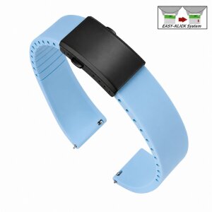Easy-Klick Premium FKM-Kautschuk Uhrenarmband Modell Grande-P hell-blau 21 mm