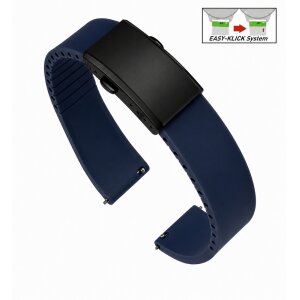 Easy-Klick Premium FKM-Kautschuk Uhrenarmband Modell Grande-P dunkel-blau 22 mm