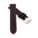 Softleder Uhrenarmband Modell Sportina schwarz-rot 20 mm...