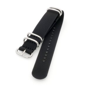 Zulu Nato Canvas-Nylon Uhrenarmband Modell Zulu-T2-S schwarz 22 mm