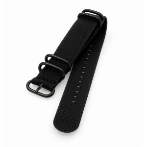 Zulu Nato Canvas-Nylon Uhrenarmband Modell Zulu-T2-P schwarz 18 mm