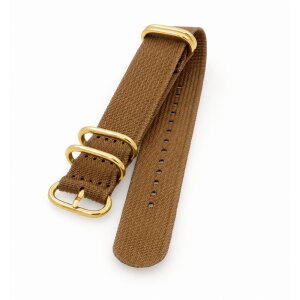 Zulu Nato Canvas-Nylon Uhrenarmband Modell Zulu-T2-G braun 20 mm
