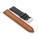 Haifisch-Style Kalbsleder Uhrenarmband Modell Sharky schwarz-schwarz 18 mm