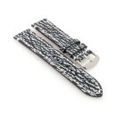 Haifisch-Style Kalbsleder Uhrenarmband Modell Sharky schwarz-weiß 18 mm