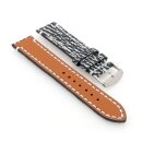Haifisch-Style Kalbsleder Uhrenarmband Modell Sharky schwarz-weiß 18 mm