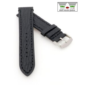 Easy-Klick Haifisch-Style Kalbsleder Uhrenarmband Modell Sharky schwarz-schwarz 22 mm