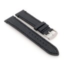 Easy-Klick Haifisch-Style Kalbsleder Uhrenarmband Modell Sharky schwarz-schwarz 22 mm