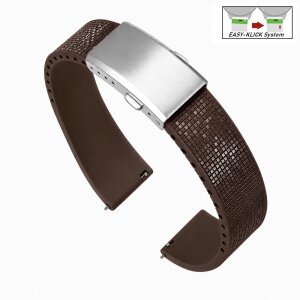 Easy-Klick Premium FKM-Kautschuk Uhrenarmband Modell Mosaiko-S braun 22 mm