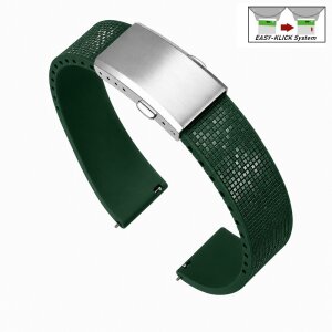 Easy-Klick Premium FKM-Kautschuk Uhrenarmband Modell Mosaiko-S grün 22 mm