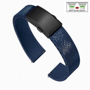 Easy-Klick Premium FKM-Kautschuk Uhrenarmband Modell Mosaiko-P dunkel-blau 22 mm