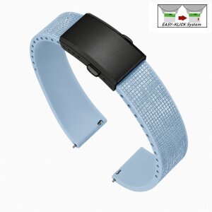 Easy-Klick Premium FKM-Kautschuk Uhrenarmband Modell Mosaiko-P hell-blau 22 mm