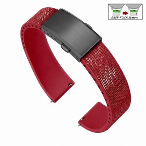 Easy-Klick Premium FKM-Kautschuk Uhrenarmband Modell Mosaiko-P rot 22 mm