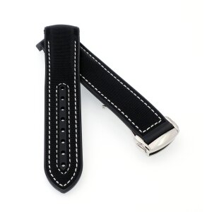 Premium Hybrid Uhrenarmband Modell Innsbruck-FSS schwarz-WN 19 mm, komp. Omega