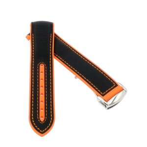 Premium Hybrid Uhrenarmband Modell Innsbruck-FSS schwarz-orange 19 mm, komp. Omega