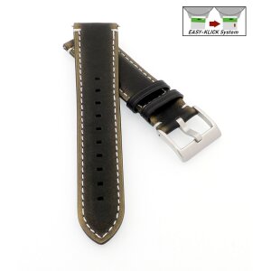 Easy-Klick Kalbsleder Vintage Uhrenarmband  Modell Idol schwarz-braun-gold 22 mm