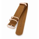 Zulu Nato Canvas-Nylon Uhrenarmband Modell Zulu-T2-RG braun 20 mm