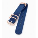 Zulu Nato Canvas-Nylon Uhrenarmband Modell Zulu-T2-RG blau 20 mm