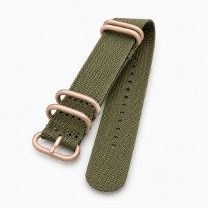 Zulu Nato Canvas-Nylon Uhrenarmband Modell Zulu-T2-RG grün 22 mm