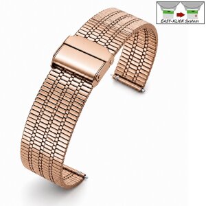 Easy-Klick Edelstahl Vintage Uhrenarmband Modell Augsburg rosegold 20 mm