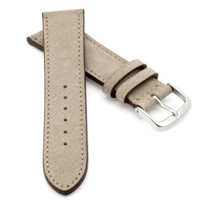 Veloursleder Uhrenarmband Modell Oslo-XS beige-creme 16 mm Handarbeit