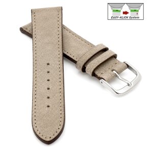 Easy-Klick Veloursleder Uhrenarmband Modell Oslo-XL beige-creme 18 mm Handarbeit
