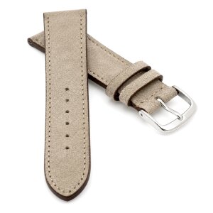Veloursleder Uhrenarmband Modell Oslo-XL beige-creme 22 mm Handarbeit