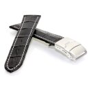 Alligator Uhrenarmband Modell Graz WN schwarz 22 mm - Sicherheitsschließe