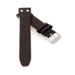 Nieten Flieger Uhrenarmband Vollrindleder Modell Flyer dunkelbraun 20 mm
