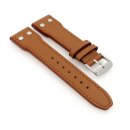 Nieten Flieger Uhrenarmband Vollrindleder Modell Flyer hellbraun 22 mm