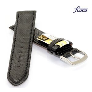 Fluco echt Eidechsen Uhrenarmband TiT schwarz 20 mm Handarbeit