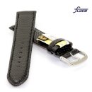 Fluco echt Eidechsen XL-Uhrenarmband TiT schwarz 20 mm Handarbeit