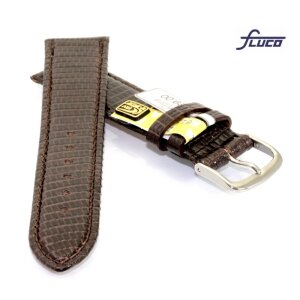 Fluco echt Eidechsen XL-Uhrenarmband TiT dunkelbraun 20 mm Handarbeit